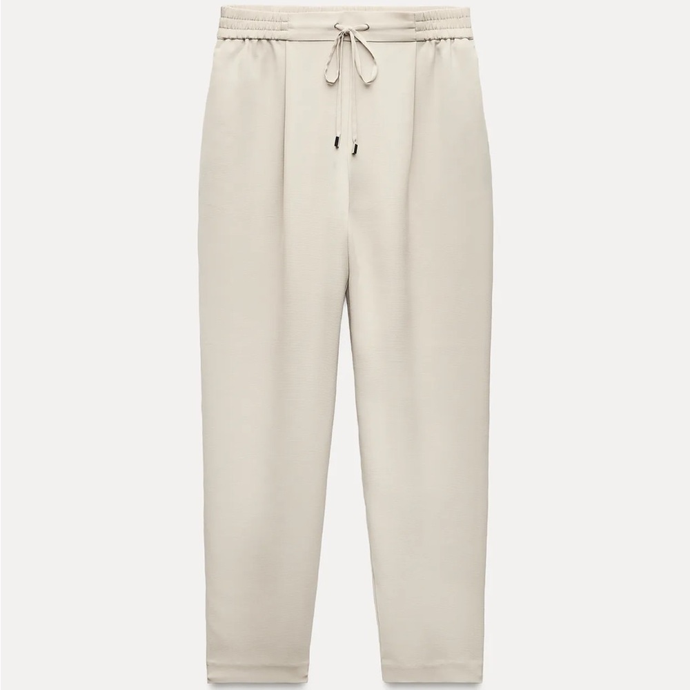 Cream ankle flowy pants